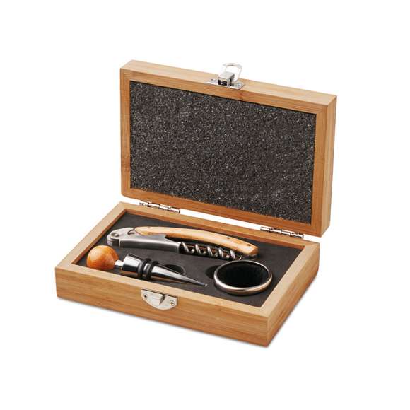 Set de vino en caja de bambú