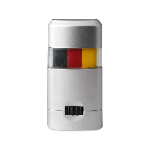 <p><span style="color: rgb(119,119,119);background-color: rgb(255,255,255);font-size: 13px;font-family: Open Sans", Arial, sans-serif;">Pinturas de diferentes banderas en caja plateada y transparente.</span>&nbsp;</p>