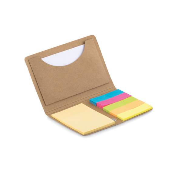 Tarjetero con notas adhesivas