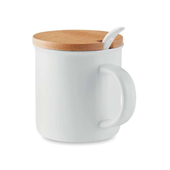 Taza de porcelana con tapa