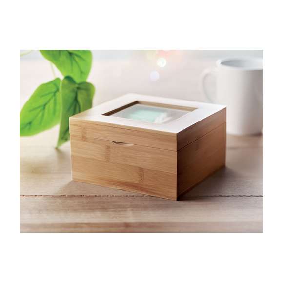 Caja de té de bambú