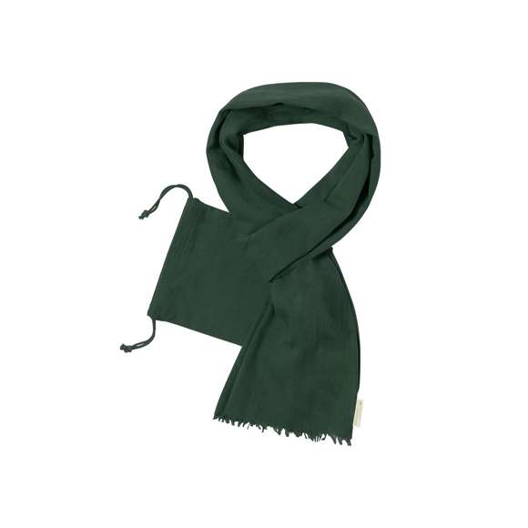 Foulard fabricado en material 100% algodón orgánico y con certificación GOTS (Global Organic Textile Standard, ó Norma Mundial de Textiles Orgánicos) que garantiza que los tejidos están hechos de fibras orgánicas. Disponible en variada gama de colores, con funda de algodón orgánico y cierre de cordón a juego. Con etiqueta distintiva algodón orgánico.