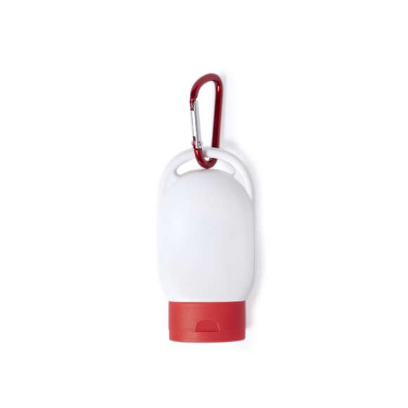 Crema de protección solar factor 30. Presentada en práctico bote de 30ml y acabado frosted. Disponible en variada gama de colores, con mosquetón de transporte a juego.