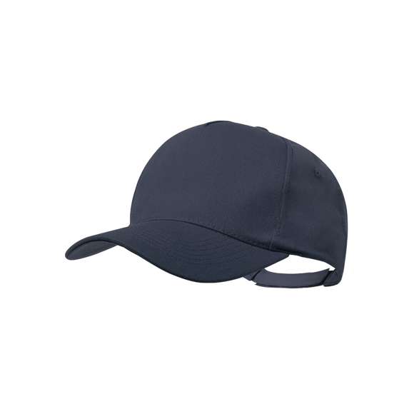 Gorra de línea nature de 5 paneles, fabricada en combinación de algodón reciclado y poliéster reciclado. Certificación GRS (Global Recycled Standard / Estándar de Reciclaje Global), que garantiza el origen reciclado del material usado para fabricar el producto. Con cierre ajustable de velcro y disponible en variada gama de colores.