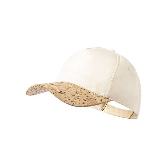 Gorra de línea nature de 5 paneles fabricada algodón orgánico, con visera en corcho natural. Con certificación GOTS (Global Organic Textile Standard, ó Norma Mundial de Textiles Orgánicos) que garantiza que los tejidos están hechos de fibras orgánicas. Con cierre ajustable de velcro.