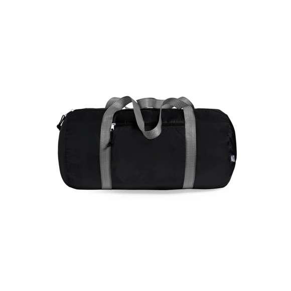 Bolso multiusos en suave poliéster 290T RPET, elaborado a partir de plástico reciclado, para así fomentar la reutilización de residuos plásticos y ayudar a la sostenibilidad del planeta. En desenfadado diseño bicolor retro, con bolsillo principal y frontal con cierres de cremallera y tiradores con cuerdas. Resistentes asas de nylon en contraste alrededor del cuerpo en color gris. Disponible en variada gama de colores, con distintivo RPET en etiqueta.
