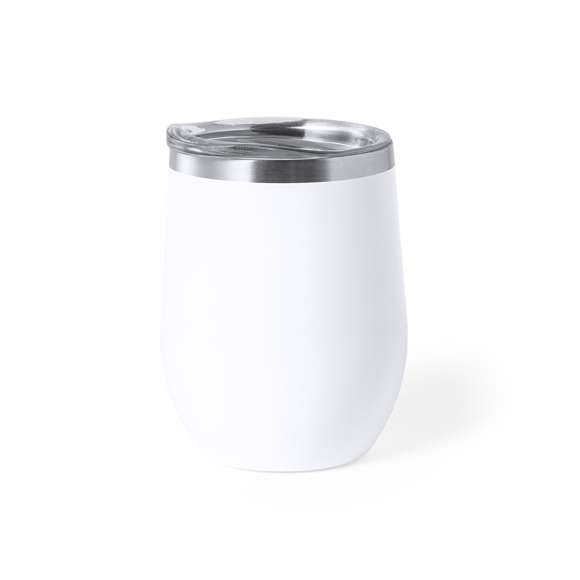 Vaso térmico de sobremesa fabricado en acero inox, con doble pared y 350ml de capacidad. Incluye tapa con dosificador y abrefácil. Disponible en variada gama de colores. Presentada en atractiva caja de diseño.