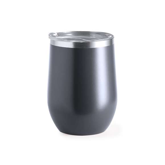 Vaso térmico de sobremesa fabricado en acero inox, con doble pared y 350ml de capacidad. Incluye tapa con dosificador y abrefácil. Disponible en variada gama de colores. Presentada en atractiva caja de diseño.