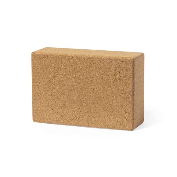 Resistente bloque de línea nature para la práctica del yoga y otras actividades. Fabricado en resistente corcho natural y presentado en atractiva funda individual de diseño eco, con ilustraciones de ejercicios.
