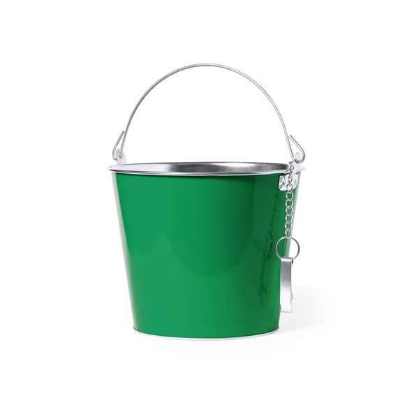 Cubo metálico de 6l de capacidad, con interior galvanizado y exterior disponible en variada gama de colores. Con asa, incluido abridor de aluminio y cadena en color plata.
