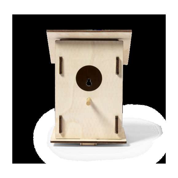Original caseta para pájaro en madera de 4mm de grosor. De fácil montaje y presentación desmontada.