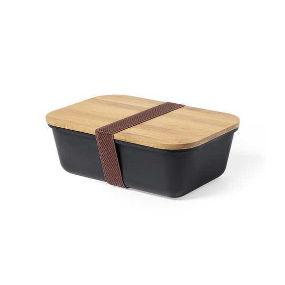  	Fiambrera de 1l en resistente material PP veteado libre de BPA, con tapa de bambú. Cinta elástica de seguridad en tapa y certificación Food Grade, garantizando la seguridad cuando los alimentos entran en contacto con el material usado para fabricar el producto.