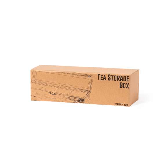 Caja para té de línea nature, fabricada en bambú, con cristal en tapa. Incluye 4 compartimentos para almacenar distintos tipos de té. Presentada en atractiva caja de diseño eco.
