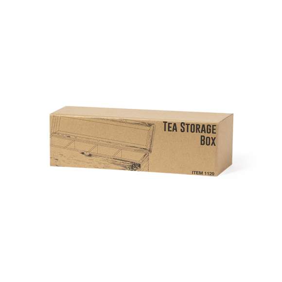 Caja para té de línea nature, fabricada en bambú, con cristal en tapa. Incluye 4 compartimentos para almacenar distintos tipos de té. Presentada en atractiva caja de diseño eco.