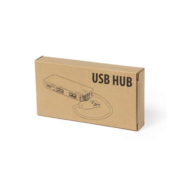 Puerto USB 2.0 de línea nature y fabricado en bambú. Incluye 1 puerto Tipo C y 2 puertos USB. Presentado en atractiva caja de diseño eco.