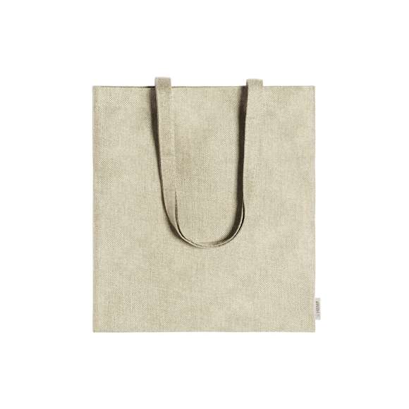 Bolsa de línea nature, fabricada en 100% tela de cáñamo de 200g/m2 obtenida de la planta Cannabis, cuyos procesos tanto de cultivo como de obtención de fibras son respetuosos con el medio ambiente, dando como resultado un tejido de gran resistencia, de origen natural y sostenible. De acabado cosido, con asas largas de 70cm y resistencia hasta 7kg de peso. Distintivo HEMP en etiqueta.