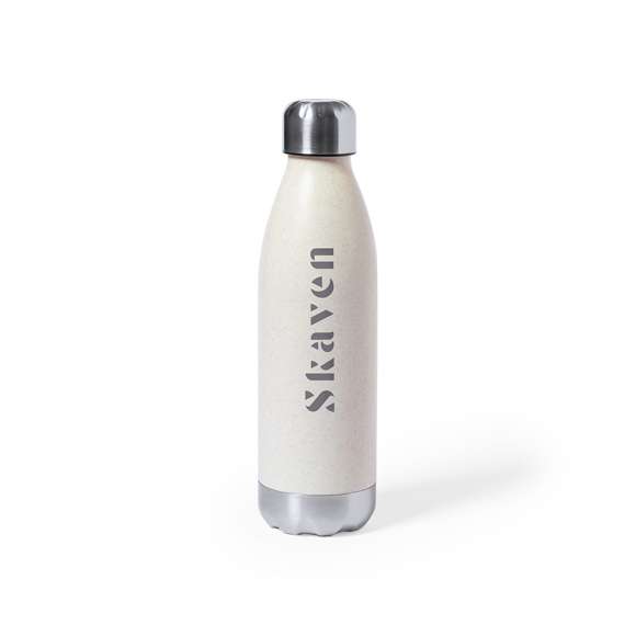 Bidón en combinación de PE veteado con base y tapón en acero inox. De 700ml de capacidad, con tapón de seguridad libre de BPA. Certificación Food Grade, garantizando la seguridad cuando los alimentos entran en contacto con el material usado para fabricar el producto.
