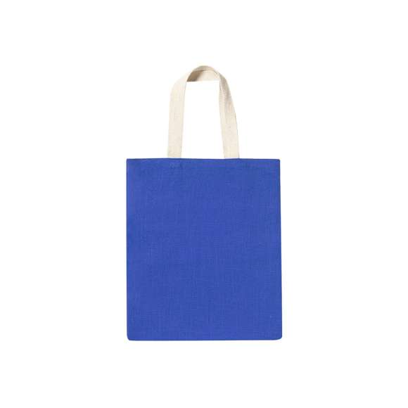 Bolsa en resistente combinación de cuerpo en yute de 240g/m2 y asas de algodón en tono natural. De acabado cosido, con asas medianas reforzadas. Disponible en variada gama de colores, con resistencia hasta 6kg de peso.
