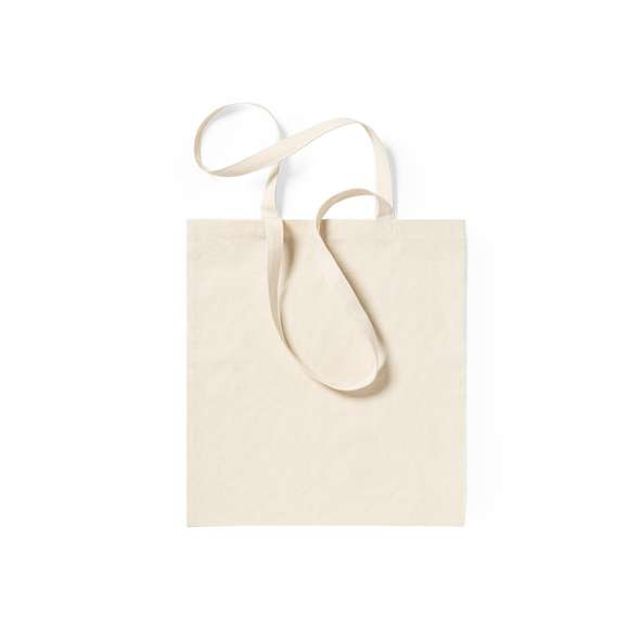 Bolsa en resistente material 100% algodón de 240g/m2 con acabado en color natural. Con asas largas reforzadas de 70cm y acabado cosido. Resistencia hasta 9kg de peso.