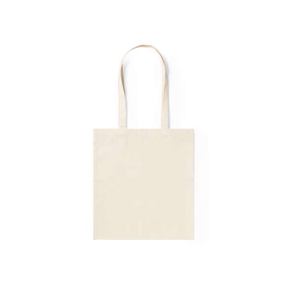 Bolsa en resistente material 100% algodón de 240g/m2 con acabado en color natural. Con asas largas reforzadas de 70cm y acabado cosido. Resistencia hasta 9kg de peso.