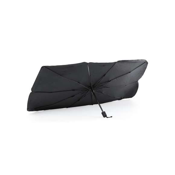 Parasol plegable para coche. Medida de 140x78cm. Con mecanismo de apertura manual y funda de políester incluida