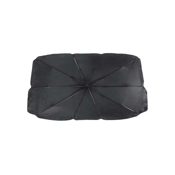 Parasol plegable para coche. Medida de 140x78cm. Con mecanismo de apertura manual y funda de políester incluida