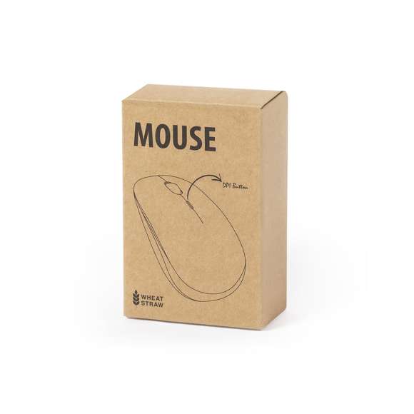 Ratón óptico inalámbrico de línea nature y con diseño ergonómico. Fabricado en caña de trigo, para así fomentar la utilización de materias primas naturales y reducir las emisiones contaminantes. Botón DPI incluido. Alimentación a pilas: 1xAA no incluida. Presentado en atractiva caja de diseño eco.
