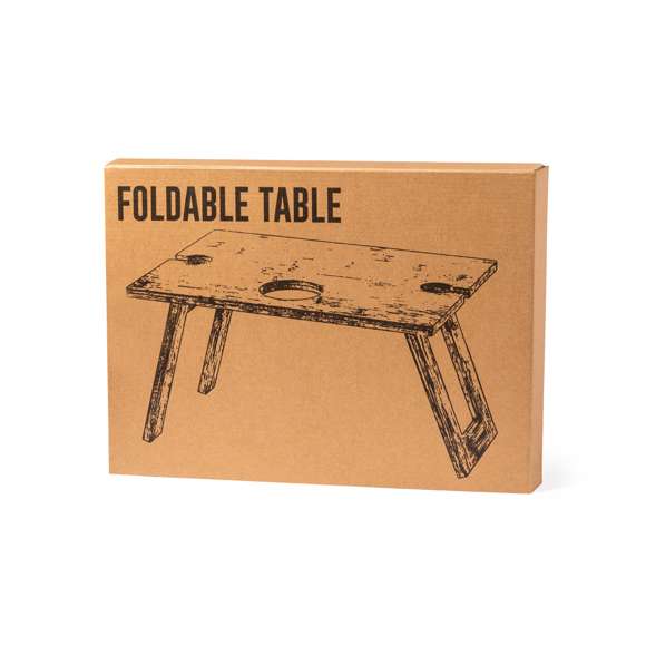 Mesa plegable para los aficionados al mundo del vino. Fabricada en bambú, incluye compartimento para botella de 75cl y 2 soportes para copa. De fácil plegado y tamaño compacto, presentada en atractiva caja individual de diseño eco.