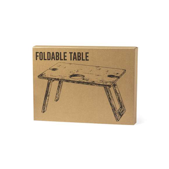Mesa plegable para los aficionados al mundo del vino. Fabricada en bambú, incluye compartimento para botella de 75cl y 2 soportes para copa. De fácil plegado y tamaño compacto, presentada en atractiva caja individual de diseño eco.