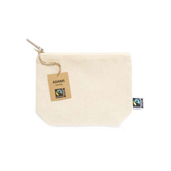 Neceser de línea nature, fabricado en 100% algodón de 180g/m2 en tono natural. Con certificación Fairtrade (Comercio Justo) un sistema comercial solidario y alternativo al convencional que persigue el desarrollo de los pueblos y la lucha contra la pobreza. Compartimento principal con cierre de cremallera y tirador a juego, incluida etiqueta Fairtrade y hangtag distintivo en cartón reciclado.