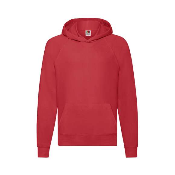 Sudadera unisex para niños Lightweight Hooded Sweat de Fruit Of The Loom. Fabricada en felpa sin cepillar, en combinación de materiales 80% algodón + 20% poliéster de 240g/m2. Capucha sin cordón de ajuste para garantizar la seguridad de los niños y en cumplimiento con la legislación europea de ropa infantil. Manga ranglán y bolsillo frontal tipo canguro, con cintura y puños en algodón/ LYCRA®. Disponible en variada gama de colores y en tallas 5-6, 7-8, 9-11, 12-13, 14-15.