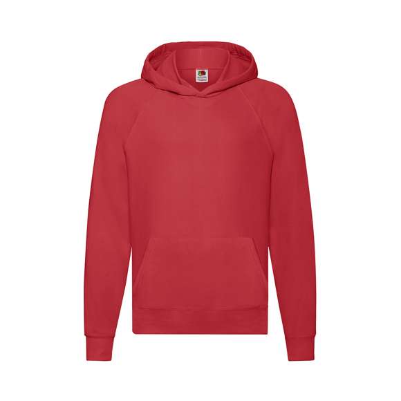 Sudadera unisex para niños Lightweight Hooded Sweat de Fruit Of The Loom. Fabricada en felpa sin cepillar, en combinación de materiales 80% algodón + 20% poliéster de 240g/m2. Capucha sin cordón de ajuste para garantizar la seguridad de los niños y en cumplimiento con la legislación europea de ropa infantil. Manga ranglán y bolsillo frontal tipo canguro, con cintura y puños en algodón/ LYCRA®. Disponible en variada gama de colores y en tallas 5-6, 7-8, 9-11, 12-13, 14-15.