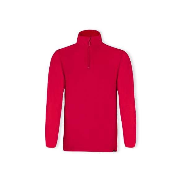Chaqueta unisex en cálido y suave micro polar fleece RPET de 155g/m2 con tratamiento anti-pilling. Material elaborado a partir de plástico reciclado, para así fomentar la reutilización de residuos plásticos y contribuir a la sostenibilidad del planeta. Con distintivo eco en dobladillo inferior de la prenda.  Cuello con cierre de cremallera y cintura elástica. Disponible en tallas S, M, L, XL, XXL.