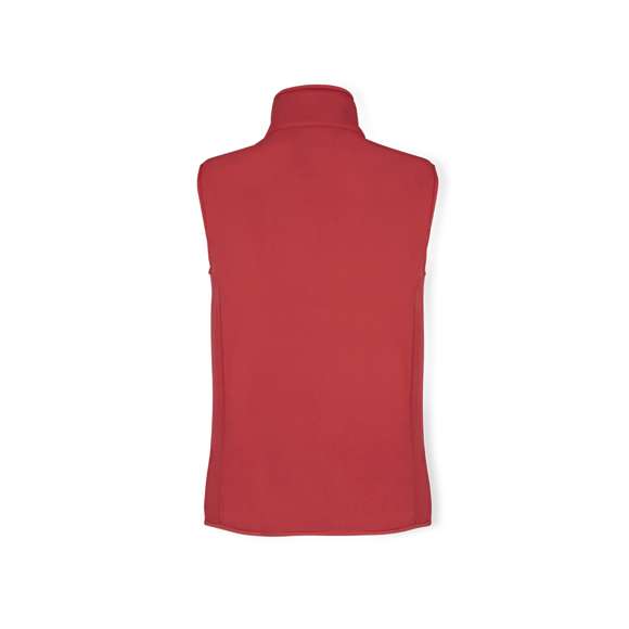 Chaleco impermeable y transpirable en combinación de materiales RPET, elaborados a partir de plástico reciclado, para así fomentar la reutilización de residuos plásticos y contribuir a la sostenibilidad del planeta: exterior en soft shell y elastano de 300g/m2 con interior en 100% poliéster microfleece. Con distintivo eco en dobladillo inferior de la prenda.  Resistente al viento y al agua con cierre principal y bolsillos frontal en pecho y laterales de cremallera invisible y tiradores a juego. Disponible en variada gama de colores y en tallas S, M, L, XL, XXL.