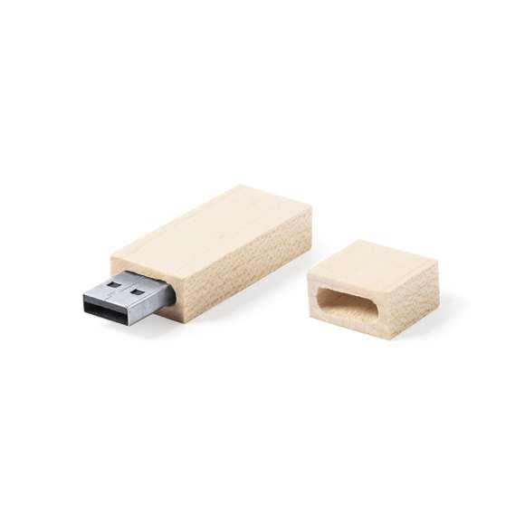 Memoria USB de línea nature de 16GB de capacidad. Fabricada en madera, para así fomentar la utilización de materiales naturales. Presentada en atractiva caja de diseño eco.