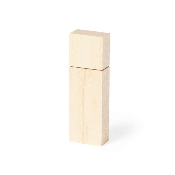 Memoria USB de línea nature de 16GB de capacidad. Fabricada en madera, para así fomentar la utilización de materiales naturales. Presentada en atractiva caja de diseño eco.
