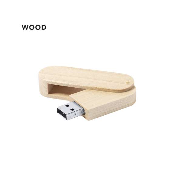 Memoria USB de línea nature plegable, de 16GB de capacidad. Fabricada en madera, para así fomentar la utilización de materiales naturales. Presentada en atractiva caja de diseño eco.