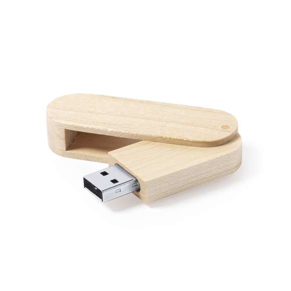 Memoria USB de línea nature plegable, de 16GB de capacidad. Fabricada en madera, para así fomentar la utilización de materiales naturales. Presentada en atractiva caja de diseño eco.