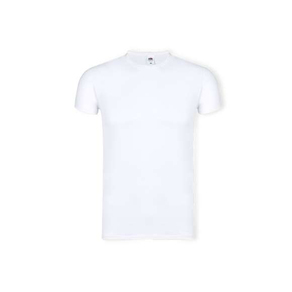 Camiseta adulto blanca Iconic de Fruit Of The Loom. Fabricada en material 100% algodón peinado Ring Spun de 140g/m2 hilado en anillo. De tacto suave y corte moderno, con cuello redondo estrecho de canalé 1x1 y tapeta a juego. Etiqueta fácilmente removible y disponible en tallas S, M, L, XL, XXL.