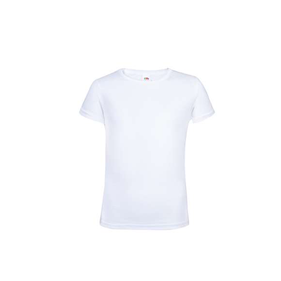 Camiseta para niña blanca Iconic de Fruit Of The Loom. Fabricada en material 100% algodón peinado Ring Spun de 140g/m2. De tacto suave y corte entallado, con costuras laterales diseñadas para un ajuste perfecto. Cuello redondo estrecho de canalé 1x1 y tapeta a juego. Etiqueta fácilmente removible y disponible en tallas 3-4, 5-6, 7-8, 9-11, 12-13, 14-15.