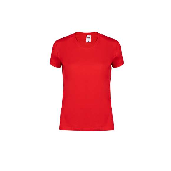 Camiseta para mujer color Iconic de Fruit Of The Loom. Fabricada en material 100% algodón peinado Ring Spun de 150g/m2. De tacto suave y corte entallado, con costuras laterales diseñadas para un ajuste perfecto. Con cuello redondo estrecho de canalé 1x1 y tapeta a juego. Etiqueta fácilmente removible y disponible en completa gama de colores. Tallas XS, S, M, L, XL, XXL.