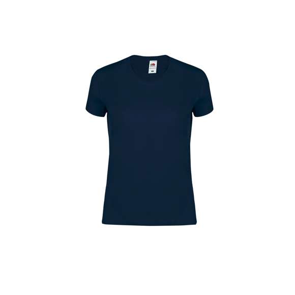 Camiseta para mujer color Iconic de Fruit Of The Loom. Fabricada en material 100% algodón peinado Ring Spun de 150g/m2. De tacto suave y corte entallado, con costuras laterales diseñadas para un ajuste perfecto. Con cuello redondo estrecho de canalé 1x1 y tapeta a juego. Etiqueta fácilmente removible y disponible en completa gama de colores. Tallas XS, S, M, L, XL, XXL.