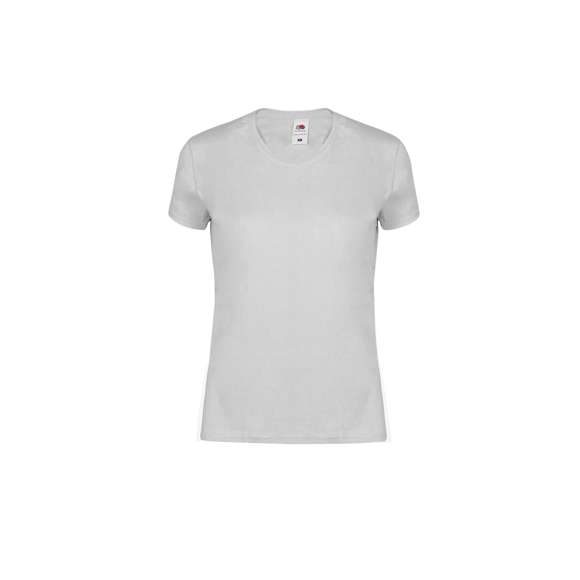 Camiseta para mujer color Iconic de Fruit Of The Loom. Fabricada en material 100% algodón peinado Ring Spun de 150g/m2. De tacto suave y corte entallado, con costuras laterales diseñadas para un ajuste perfecto. Con cuello redondo estrecho de canalé 1x1 y tapeta a juego. Etiqueta fácilmente removible y disponible en completa gama de colores. Tallas XS, S, M, L, XL, XXL.