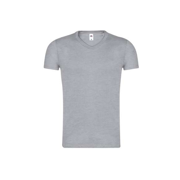 Camiseta para adulto color Iconic V-Neck de Fruit Of The Loom. Fabricada en material 100% algodón peinado Ring Spun de 150g/m2. De tacto suave y corte moderno, con cuello en pico estrecho de canalé 1x1 y tapeta a juego. Etiqueta fácilmente removible y disponible en variada gama de colores. Tallas S, M, L, XL, XXL.