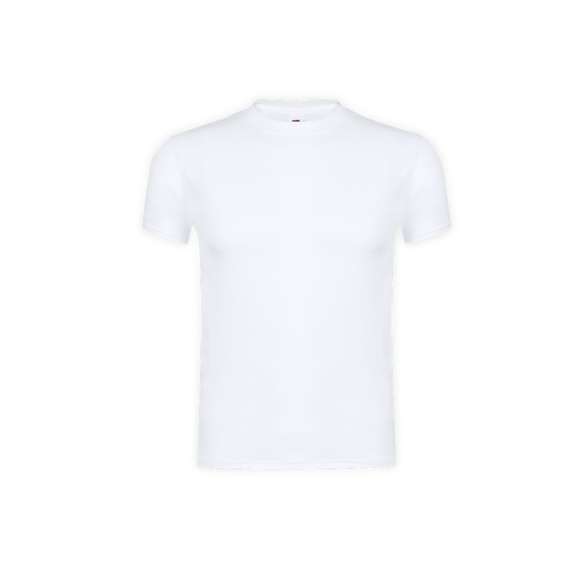 Camiseta para adulto blanca Original T de Fruit Of The Loom. Fabricada en material 100% algodón de 140g/m2. De tacto suave, con cuello redondo ribeteado y tapeta a juego. Con malla más cerrada para optimizar la calidad de impresión y disponible en tallas S, M, L, XL, XXL.