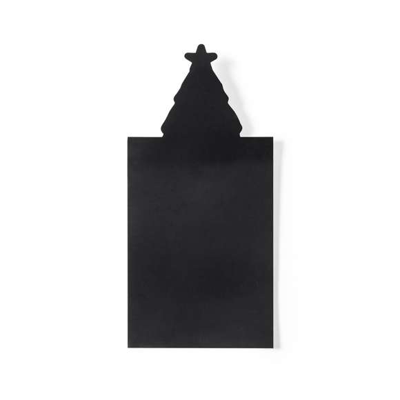 Imán con bloc de notas en divertido diseño de árbol navideño. Incluye 40 hojas lisas y lápiz de madera natural.