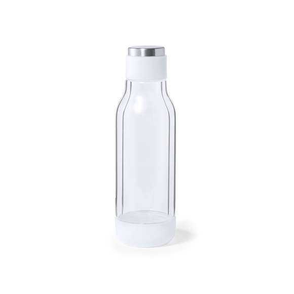 Bidón térmico de doble capa, de original diseño en alta calidad y de 500 ml de capacidad. Fabricado en cristal de borosilicato, que ofrece una resistencia, estética y durabilidad excepcionales, reduciendo así el consumo de productos de usar y tirar. Innovador cuerpo transparente que permite ver el interior en combinación con color blanco, fabricado con materiales de alto poder aislante. Presentado en atractiva caja de diseño.