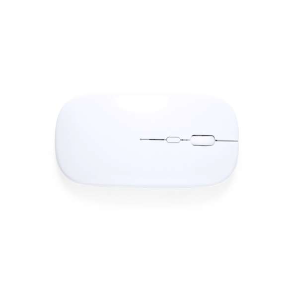 Ratón óptico inalámbrico con diseño ergonómico. Carcasa fabricada en ABS reciclado (RABS) y con certificación RCS, que garantiza el origen reciclado del mismo. Recargable USB (cable incluido) y presentado en caja individual de diseño eco en cartón kraft.