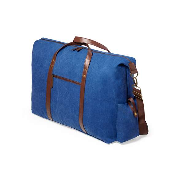 Elegante bolso fabricado en resistente canvas de 480g/m2, con prácticas y resistentes asas en polipiel alrededor del bolso. Compartimento principal con cierre de cremallera a juego con las asas y cinta para hombro ajustable con mosquetón. Incluye bolsillo exterior de fácil acceso.