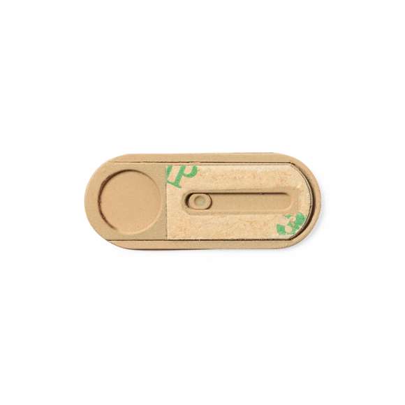 Tapa deslizante de línea nature fabricada en papel reciclado. Diseñada para cubrir la cámara de los dispositivos electrónicos y asegurar la protección de la privacidad. Con adhesivo 3M, de fijación extra fuerte y libre de residuos al despegarlo del dispositivo.